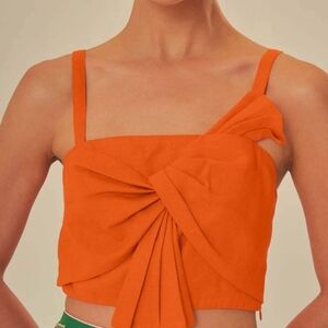 NWT House of Harlow 1960 Orange Sleeveless Tie Front Crop Tank Top